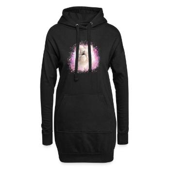 lapin angora, lapin, graffiti, rose, lapin - Sweat-shirt à capuche long Femme - noir - Devant