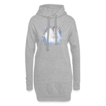 white rabbit,rabbit,graffiti,blue - Hoodie Dress - heather grey - Front