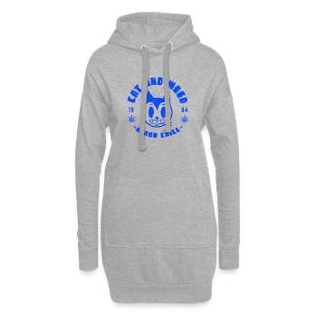 Chat humour weed et détente - Sweat-shirt à capuche long Femme - gris chiné - Devant