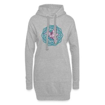 Mandala colibri. Bel oiseau et nature - Sweat-shirt à capuche long Femme - gris chiné - Devant