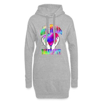 avec cœur et tolérance arc-en-ciel - Sweat-shirt à capuche long Femme - gris chiné - Devant
