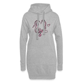 Musik Herz Pink - Hoodie-Kleid - Grau meliert - Vorne