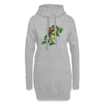 Oiseau coloré - Sweat-shirt à capuche long Femme - gris chiné - Devant