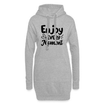 Genießen Sie jeden Moment - positives Zitat - Hoodie-Kleid - Grau meliert - Vorne
