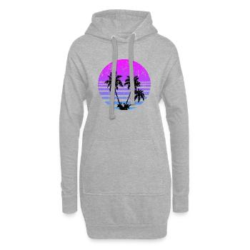 palmiers soleil rétro - Sweat-shirt à capuche long Femme - gris chiné - Devant