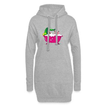 krokodil nilpferd badewanne hippo nilpferd baden - Hoodie-Kleid - Grau meliert - Vorne