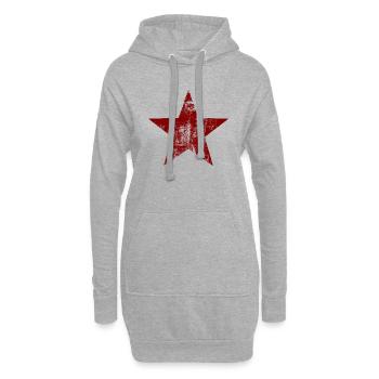 Étoile - Rouge - Sweat-shirt à capuche long Femme - gris chiné - Devant