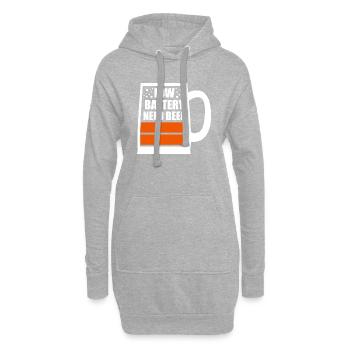 Une batterie faible a besoin de bière - Sweat-shirt à capuche long Femme - gris chiné - Devant