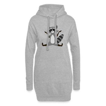 Waschbär Yoga Geschenkidee - Hoodie-Kleid - Grau meliert - Vorne