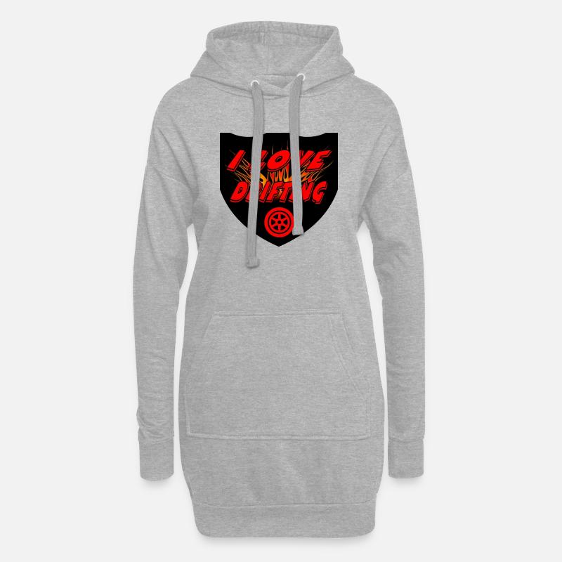Auto - Hoodie-Kleid - Grau meliert