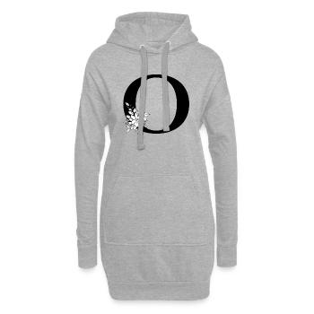 Lettre O - Sweat-shirt à capuche long Femme - gris chiné - Devant