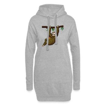 Faultier Verpixelt Pixel Faultier Faulenzer - Hoodie-Kleid - Grau meliert - Vorne