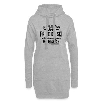 né pour faire du ski / cadeau humour ski sur neige - Sweat-shirt à capuche long Femme - gris chiné - Devant