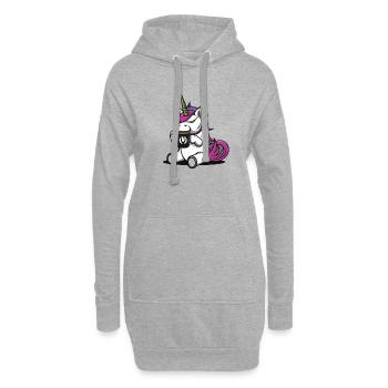 Kaffee cafe trinkendes Einhorn verärgert angry - Hoodie-Kleid - Grau meliert - Vorne