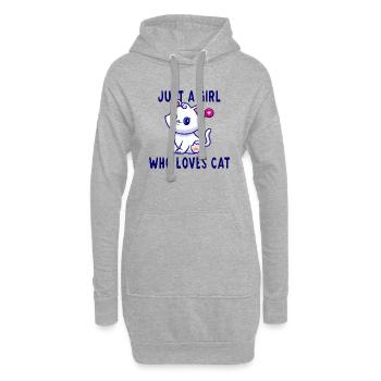 Just a girl who loves mon amour de chat - Sweat-shirt à capuche long Femme - gris chiné - Devant