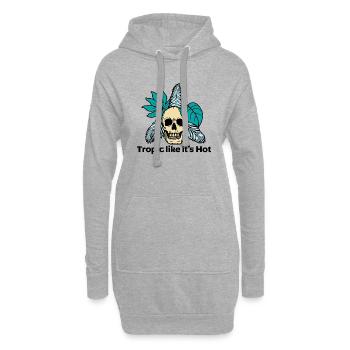 Tropisch wie heiß - Hoodie-Kleid - Grau meliert - Vorne