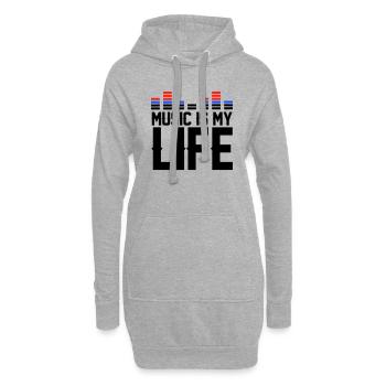Music is my Life - Hoodie-Kleid - Grau meliert - Vorne