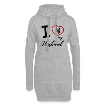 J’aime mon mari - Sweat-shirt à capuche long Femme - gris chiné - Devant