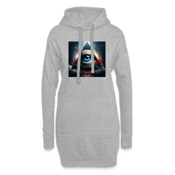 Das Auge der Vorsehung - Hoodie-Kleid - Grau meliert - Vorne