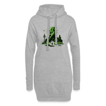 Illustrations de science-fiction dans les graphismes de jeux vidéo 8 bits - Sweat-shirt à capuche long Femme - gris chiné - Devant