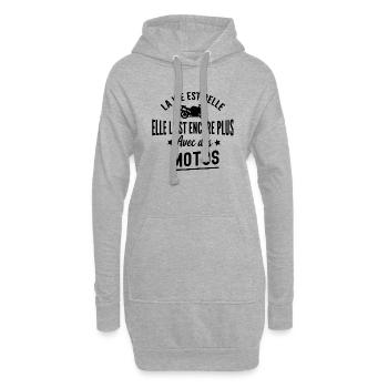 cadeau humour motard - Sweat-shirt à capuche long Femme - gris chiné - Devant