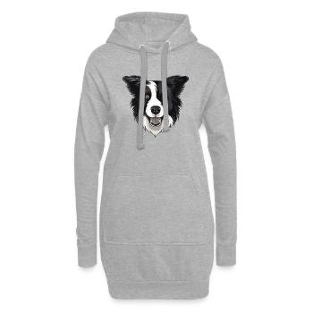 Border Collie - Hoodie-Kleid - Grau meliert - Vorne