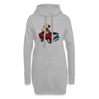 chien conduisant voiture drôle chien propriétaire tenue - Sweat-shirt à capuche long Femme - gris chiné - Devant