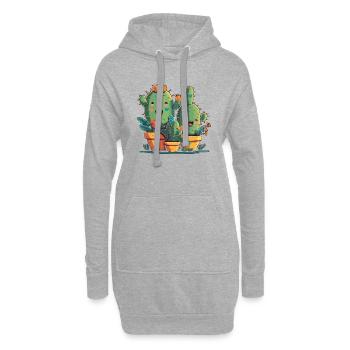 Glückliche Kakteen - Hoodie-Kleid - Grau meliert - Vorne