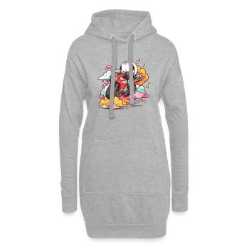 Exi auf seinem kawaiianischen Motorrad - Hoodie-Kleid - Grau meliert - Vorne