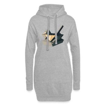 Tourne-disque vinyle géométrique - Sweat-shirt à capuche long Femme - gris chiné - Devant