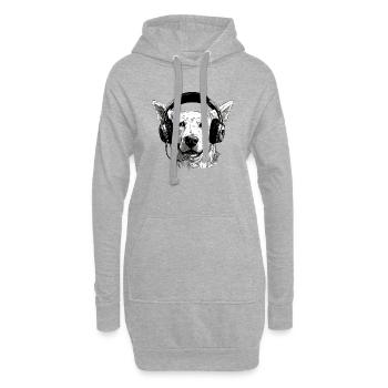 Jack der audiophile Hund - Hoodie-Kleid - Grau meliert - Vorne