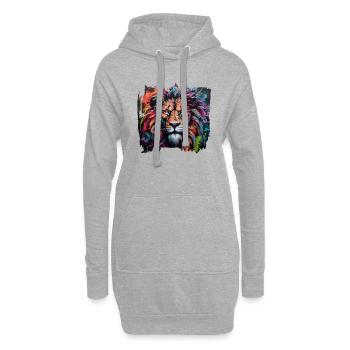 Lion de style graffiti - Sweat-shirt à capuche long Femme - gris chiné - Devant