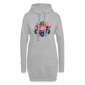 Mandala méditatif de fleur de lotus en fleurs - Sweat-shirt à capuche long Femme - gris chiné - Devant
