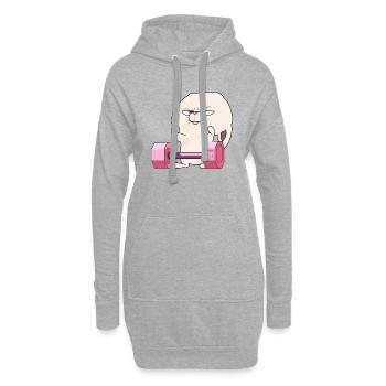 Drôle de lapin de gym - Sweat-shirt à capuche long Femme - gris chiné - Devant