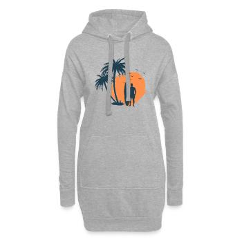 Surfeur palmier plage 1 - Sweat-shirt à capuche long Femme - gris chiné - Devant