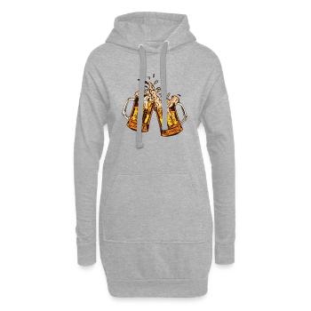 biere mousse binouse chope verre alcool 17 B - Sweat-shirt à capuche long Femme - gris chiné - Devant