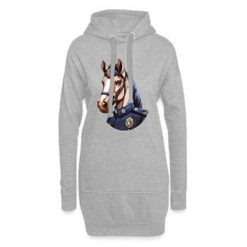 Cheval de police - Sweat-shirt à capuche long Femme - gris chiné - Devant