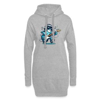Groove für unterwegs! 🎸 Cartoon Bassist T-Shirt - Hoodie-Kleid - Grau meliert - Vorne