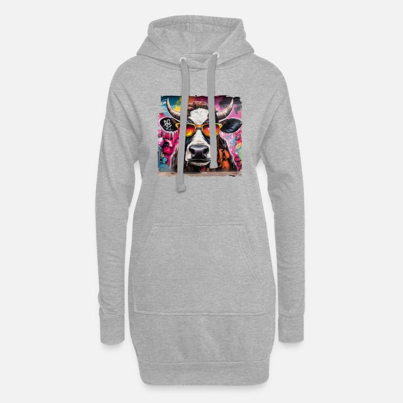 Conception d’agriculteurs avec vache pour les agriculteurs et les constructeurs - Sweat-shirt à capuche long Femme - gris chiné