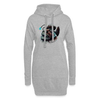 Poisson-grenouille Poisson-grenouille Baudroie Pêcheur - Sweat-shirt à capuche long Femme - gris chiné - Devant