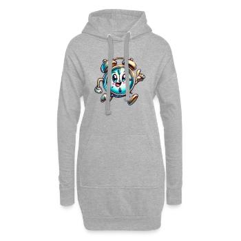 Wecker zur Hauptverkehrszeit! Skurrile laufende Uhr - Hoodie-Kleid - Grau meliert - Vorne