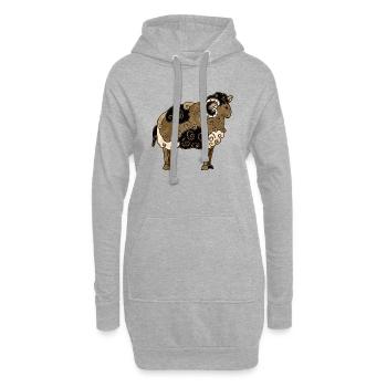 Bélier - Sweat-shirt à capuche long Femme - gris chiné - Devant