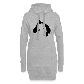 Tête de cheval avec silhouette de femme - Sweat-shirt à capuche long Femme - gris chiné - Devant