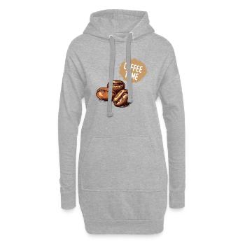 Coffee Time, Kaffee, Time for a Coffee - Hoodie-Kleid - Grau meliert - Vorne