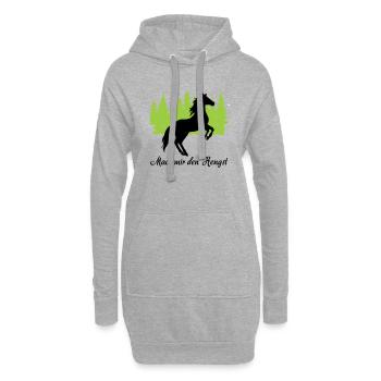 "Mach mir den Hengst: Stolze Männlichkeit" - Hoodie-Kleid - Grau meliert - Vorne