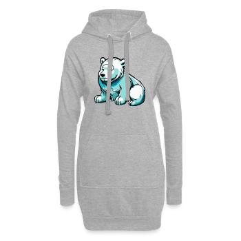 Petit ours polaire mignon en hiver - Sweat-shirt à capuche long Femme - gris chiné - Devant