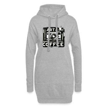 Photo + Art & CaféPlaisir - Sweat-shirt à capuche long Femme - gris chiné - Devant