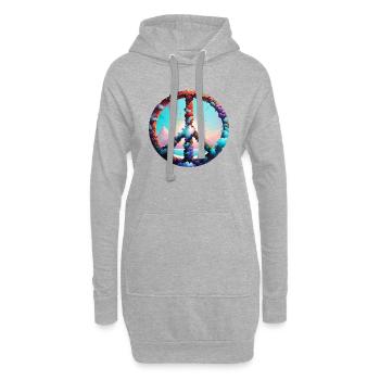 paix, signe de paix, signe de paix, fleurs, nuages - Sweat-shirt à capuche long Femme - gris chiné - Devant