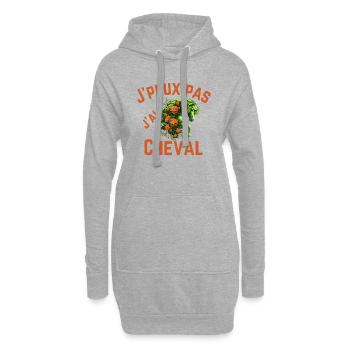 J peux pas j ai Cheval vert - Sweat-shirt à capuche long Femme - gris chiné - Devant