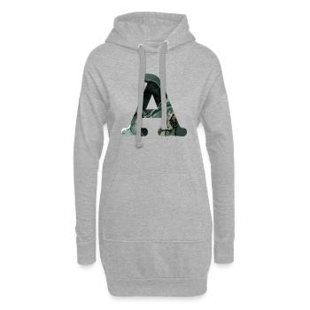 Lettre a marbré vert - Sweat-shirt à capuche long Femme - gris chiné - Devant